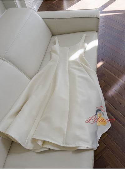 Beige Suspender Retro Slim Dress