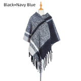 Thick Thick Tassel Color Matching Pullover Cloak
