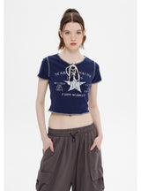 Lace Up Retro Short Sleeve T-shirt