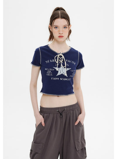 Lace Up Retro Short Sleeve T-shirt