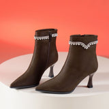 Rhinestone Stilettos Pointed Booties