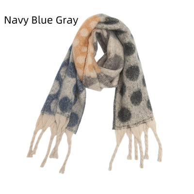 Thickened Thick Tassel Jacquard Large Polka Dot Scarf