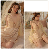 Satin Lace Nightdress with Chest Pad