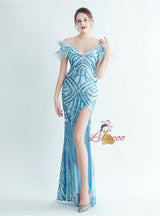 Mermaid Sequins Spaghetti Straps Prom Dress