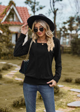 Solid Color Loose Long Sleeve T-shirt