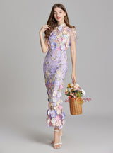 Heavy Industry Flower Gauze Embroidery Dress