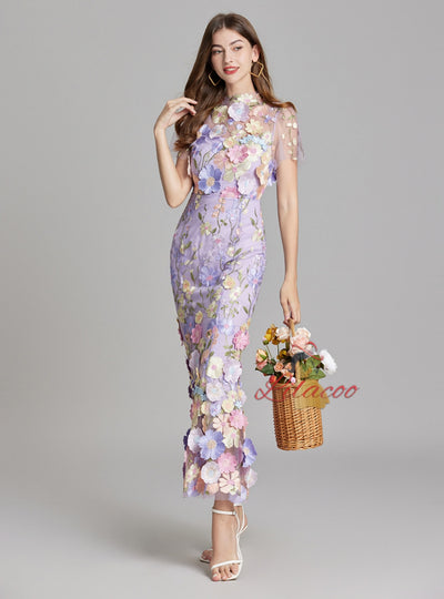Heavy Industry Flower Gauze Embroidery Dress