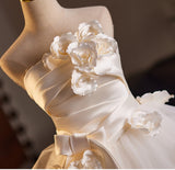 Ivory White 3D Flower Wedding Dress