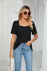 Solid Color Short Sleeve Loose T-shirt
