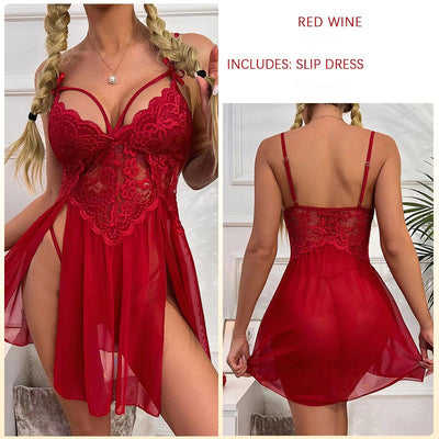 Sexy Mesh Perspective Lace Sling Nightdress Pajamas