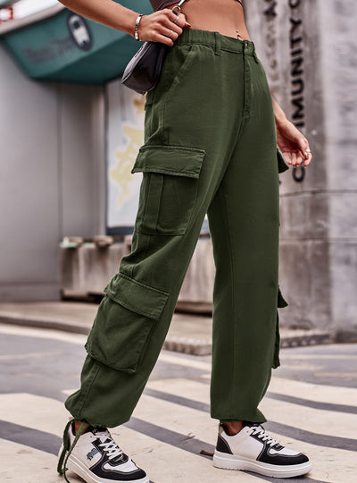 Loose Drawstring Overalls Denim Pant