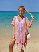 Beach Openwork Knitted Tassel Bikini Cover Up