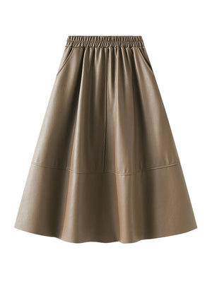 Retro High Waist Pu Leather Skirt