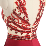 Red Chiffon Beading Crystal Homecoming Dress