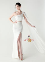 Mermaid One Shoulder Split Prom Dress