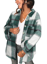 Button-breasted Pocket Plaid Shirt Jacket