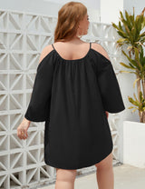 Large Size Round Neck Split Dress