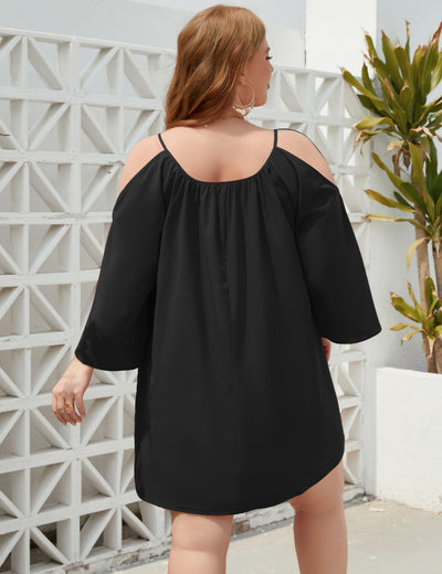 Large Size Round Neck Split Dress