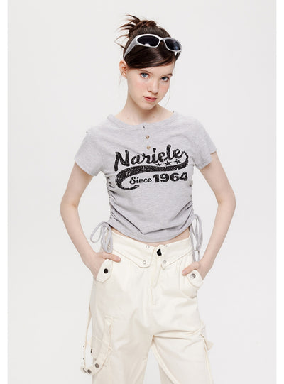 Retro Strap Short Short Sleeve T-shirt