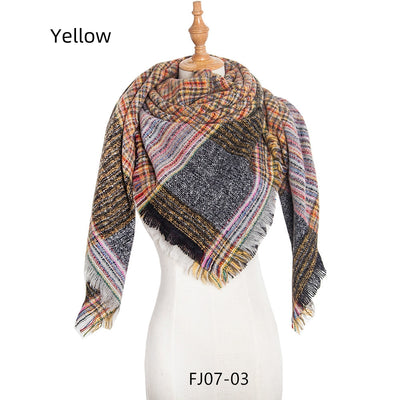 Fine Plaid Thick Fringed Scarf Shawl
