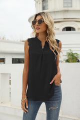 Solid Color Shirt Loose V-neck Sleeveless Top