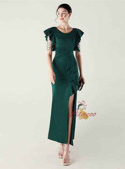 Mermaid Scoop Split Beading Prom Dress