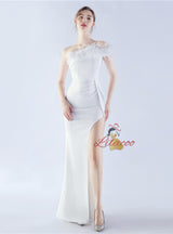 One Shoulder Split Prom Dress