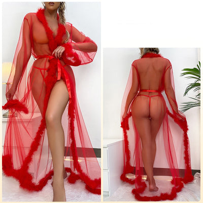 Gauze Long Robe Perspective Pajamas