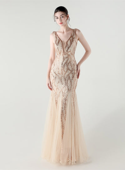 Sexy Sequins V-neck Prom Dress