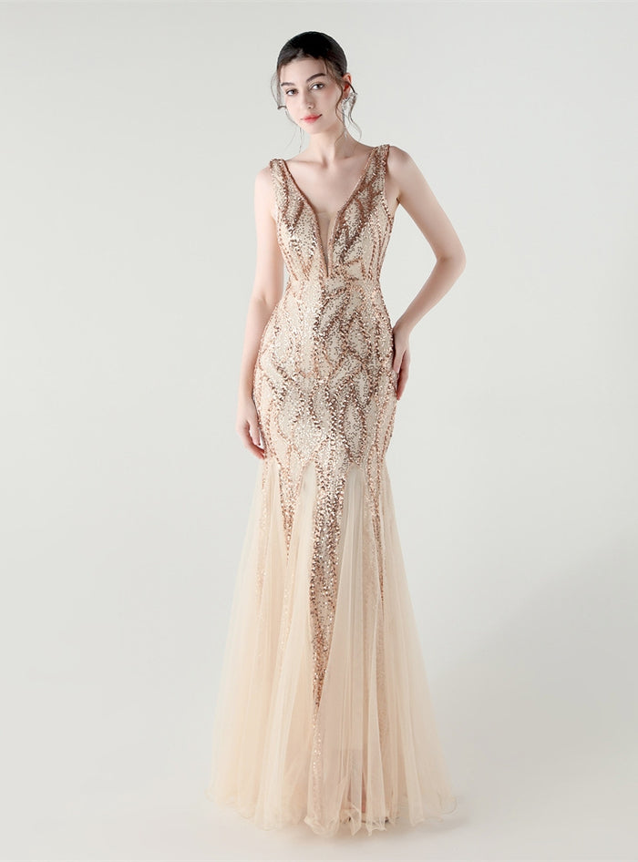 Sexy Sequins V-neck Prom Dress