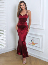 Mermaid Straps Long Satin Dress