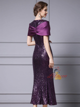 Gold Sequins Beading Crystal Mother Of The Bride Dress