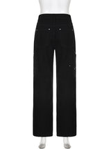 Retro Buttoned Black Low-waisted Jeans