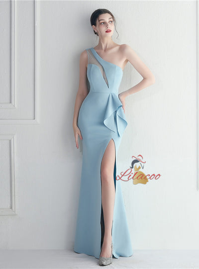 Sexy One Shoulder Split Prom Dress