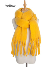 Thick Solid Color Long Tassels Scarf