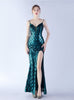Mermaid Sequins Spaghetti Straps Split Prom Dress