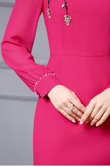 Fuchsia Beading Crystal Mother Of The Bride Dress