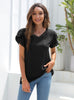 Spliced Sleeve V-neck Short-sleeved Chiffon Shirt