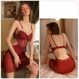 Ring Gathered Lace Halter Nightdress