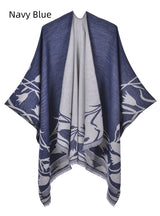 Retro Double-sided Split Shawl Fringed Cloak