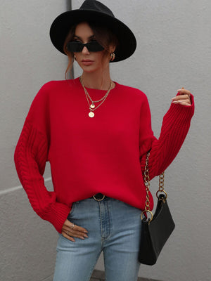 Solid Color Round Neck Twisted Rope Top