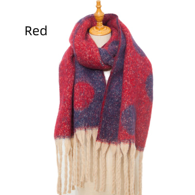 Thickened Jacquard Tassel Polka Dot Scarf