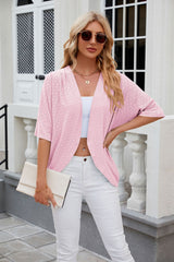 Solid Color Medium Sleeve Knitted Jacket