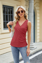 Solid Color V-neck Button Sleeveless Vest