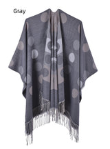 Cashmere-like Fringed Split Cloak Shawl
