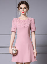 Red Short Sleeve Flower Mother Of The Bride Dress
