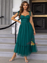 Straps Tulle Long Party Dress