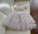 Colorful Tulle Lace Tiers Prom Dress