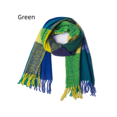 Fringed Large Plaid Scarf Warm Scarf Shawl