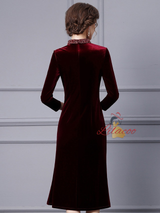 Black Velvet Beading Mother Of The Bride Dress